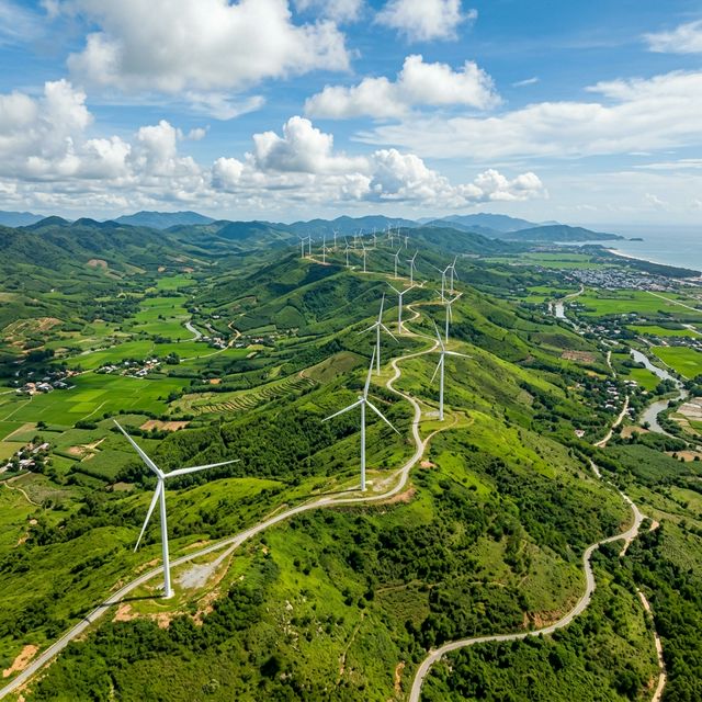 Trang trại gió Wind Việt Nam nhìn từ trên cao