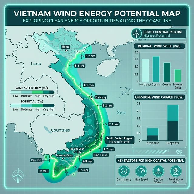 Bản đồ tiềm năng gió Việt Nam